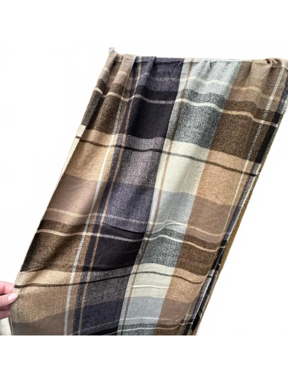 Self Service Plaid Fringe Scarf Cashmere